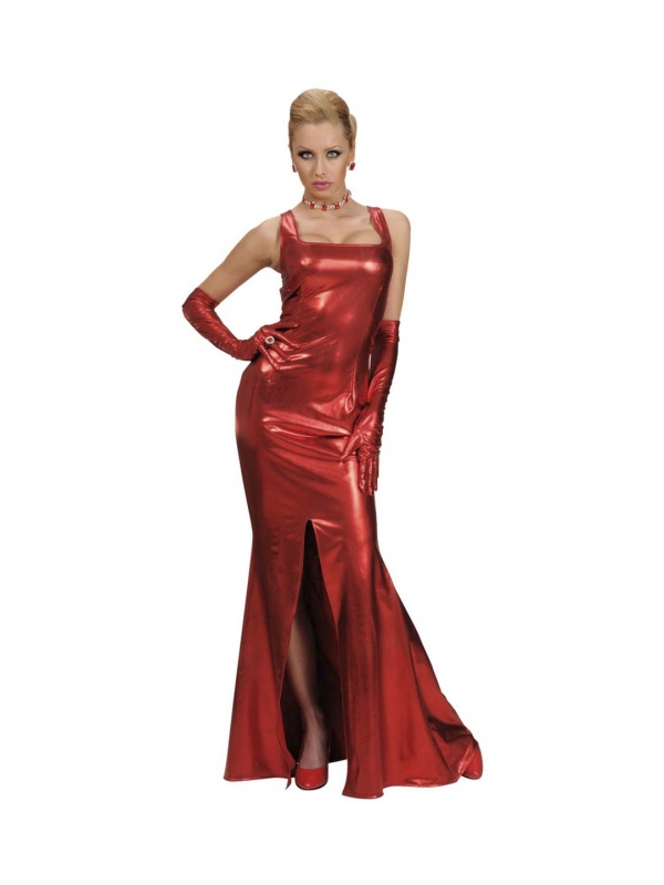 Robe de gala rouge femme (robe, gants)