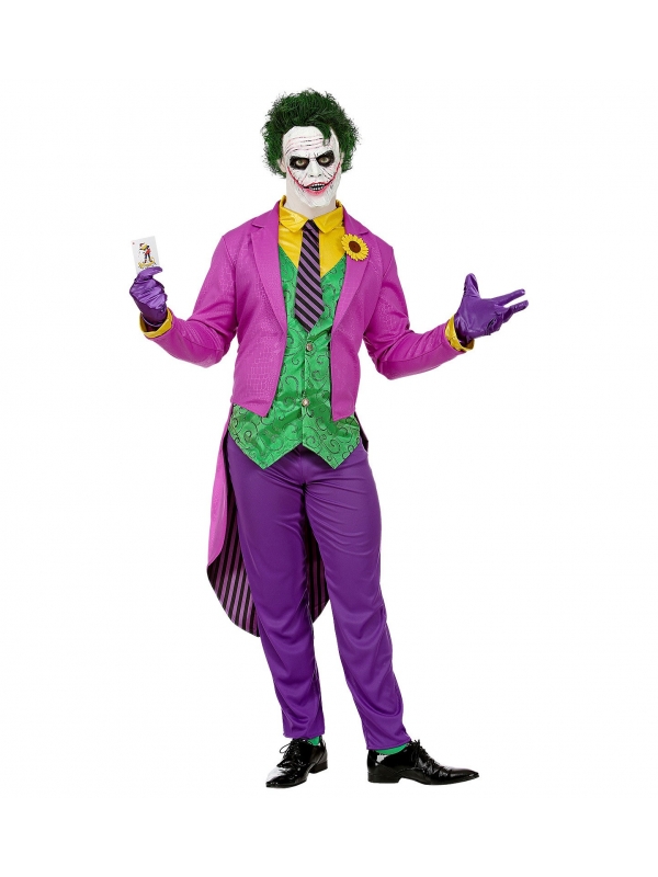 Déguisement de Clown Maléfique Mauve Homme (manteau avec chemise et gilet, pantalon, cravate, gants)
