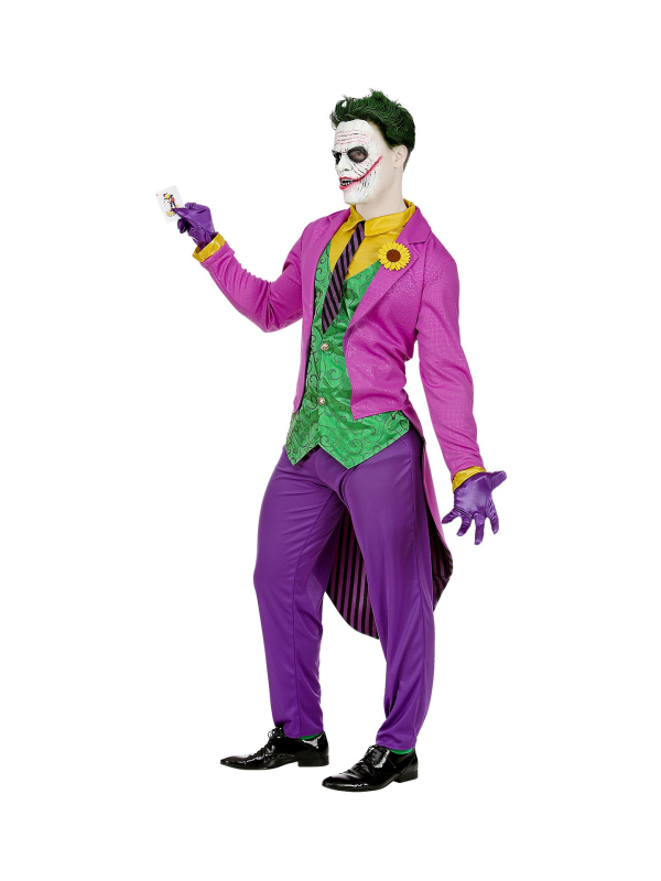 Déguisement de Clown Maléfique Mauve Homme (manteau avec chemise et gilet, pantalon, cravate, gants)