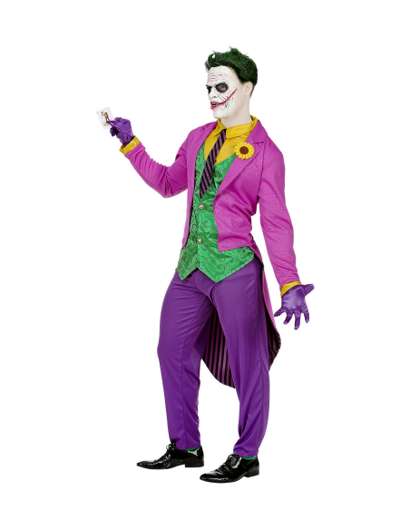 Déguisement de Clown Maléfique Mauve Homme (manteau avec chemise et gilet, pantalon, cravate, gants)