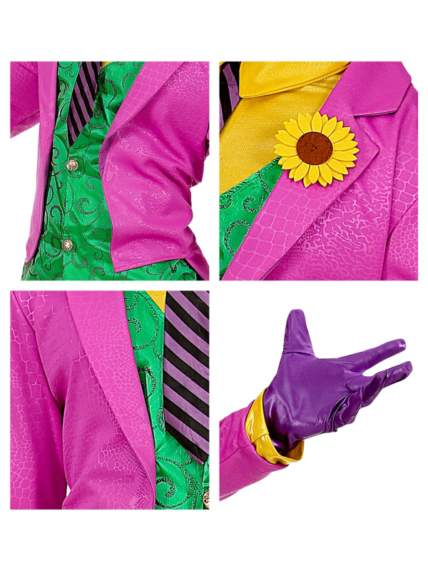 Déguisement de Clown Maléfique Mauve Homme (manteau avec chemise et gilet, pantalon, cravate, gants)