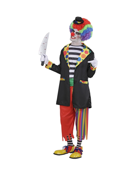 Déguisement Clown Vilain Adulte (veste, chemise, pantalon, chaussettes, mini-chapeau)