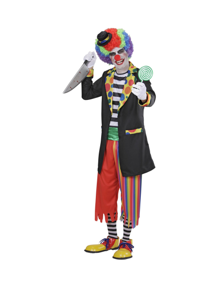 Déguisement Clown Vilain Adulte (veste, chemise, pantalon, chaussettes, mini-chapeau)