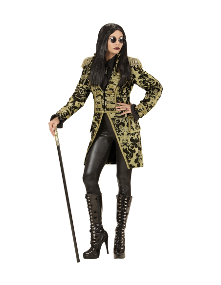 Veste queue de pie femme, motif Jacquard doré