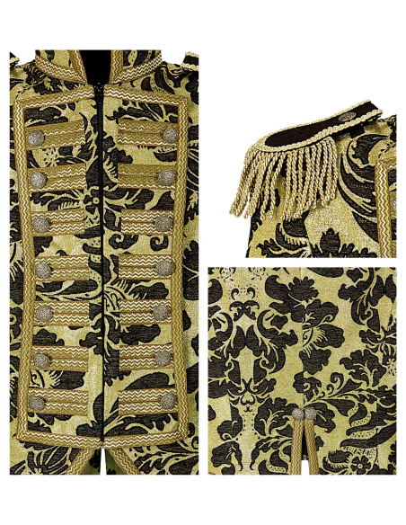 Veste queue de pie femme, motif Jacquard doré