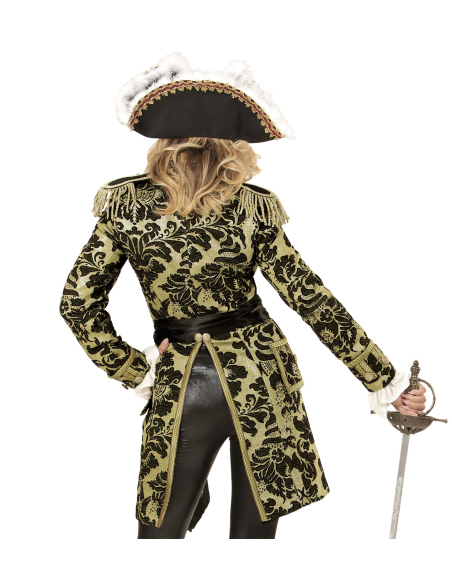 Veste queue de pie femme, motif Jacquard doré