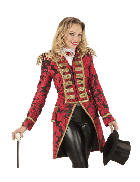 Veste queue de pie femme, rouge à motif Jacquard