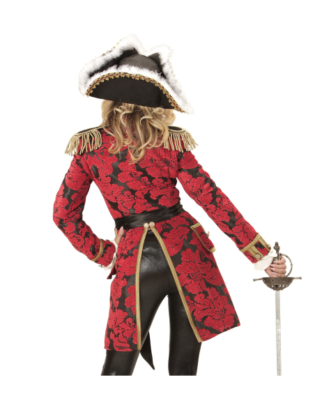 Veste queue de pie femme, rouge à motif Jacquard