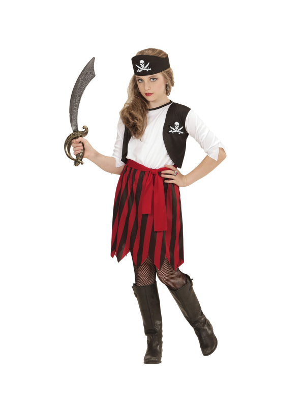 Déguisement Pirate fille (robe avec veston, ceinture, bandeau)
