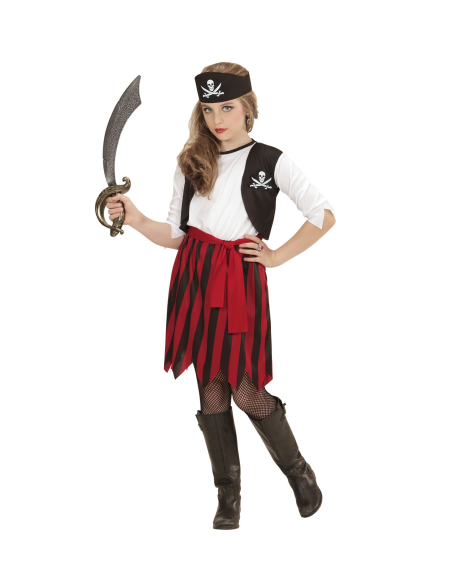 Déguisement Pirate fille (robe avec veston, ceinture, bandeau)