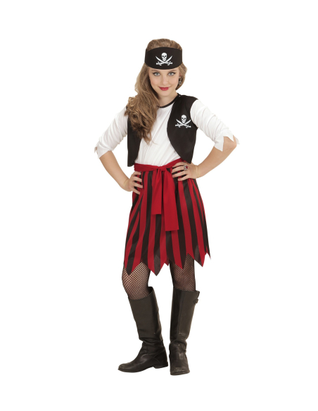 Déguisement Pirate fille (robe avec veston, ceinture, bandeau)