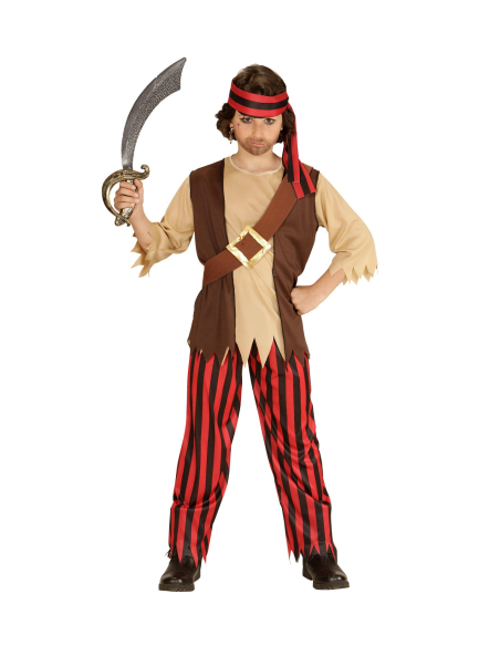 Déguisement Pirate Garçon (chemise avec veston et ceinture, pantalon, bandeau)