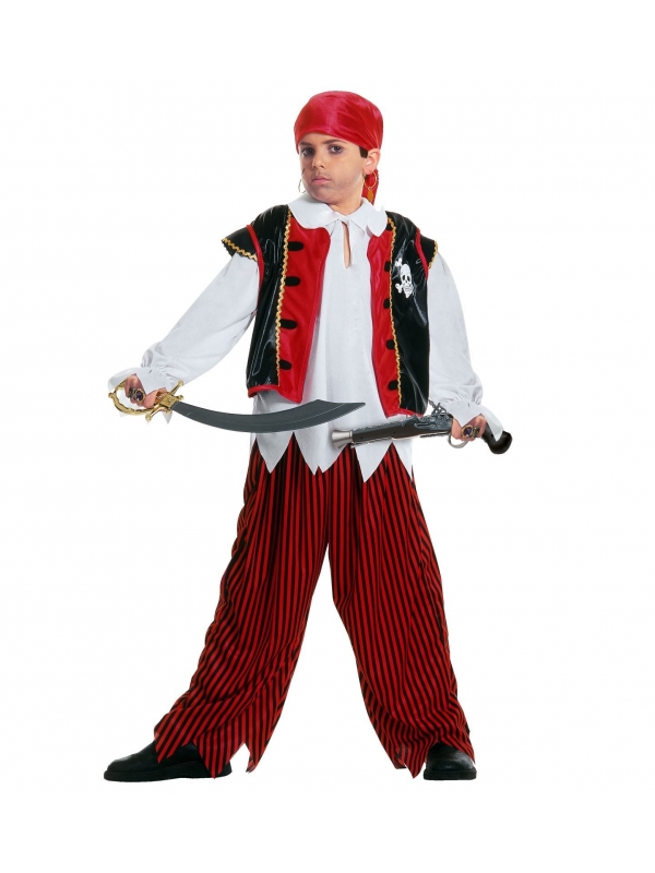 Déguisement pirate de l'ile aux trésors (chemise, veste, pantalon, bandana)