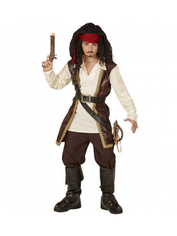 Déguisement Pirate Enfant (casaque avec chemise, pantalon, ceinture, porte-épée, bandeau, sur-bottes)