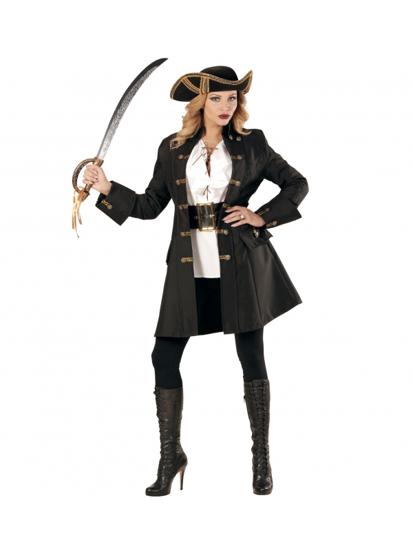Déguisement Pirate,Femme, noir (veste longue)