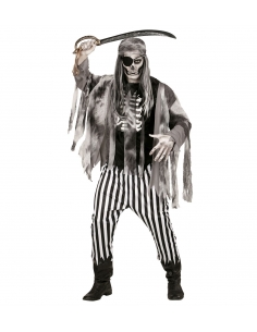 Déguisement Pirate Bateau Fantôme Homme (chemise avec squelette apparent, veste, pantalon, bandana, 