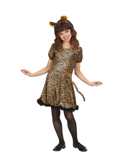 Déguisement Léopard fille (robe avec queue, oreilles)