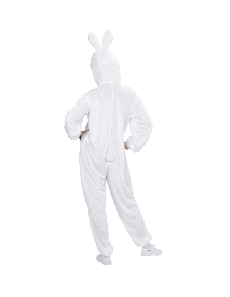 Déguisement lapin adulte mixte rose et blanc (combinaison à capuche avec masque)