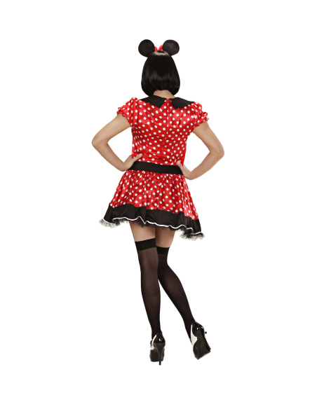Déguisement femme souris rouge et noir (robe avec jupon, oreilles)