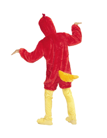 Déguisement oiseau rouge adulte en peluche (combinaison à capuche avec masque)