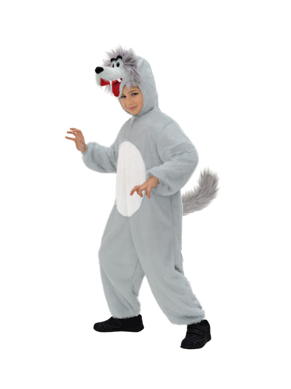 Déguisement loup enfant (combinaison à capuche avec masque)