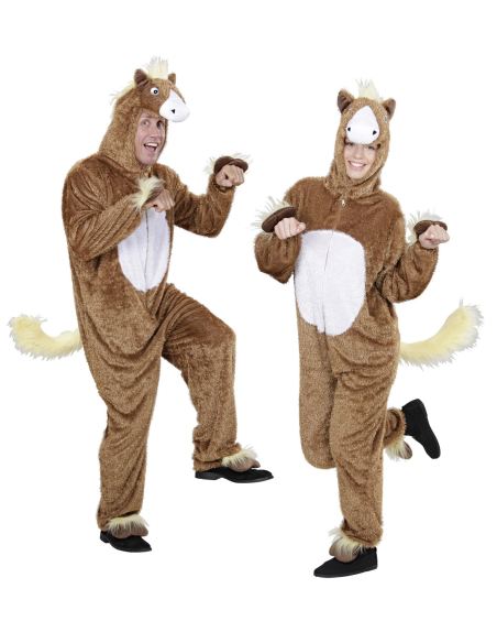 Déguisement cheval adulte mixte (combinaison à capuche avec masque)