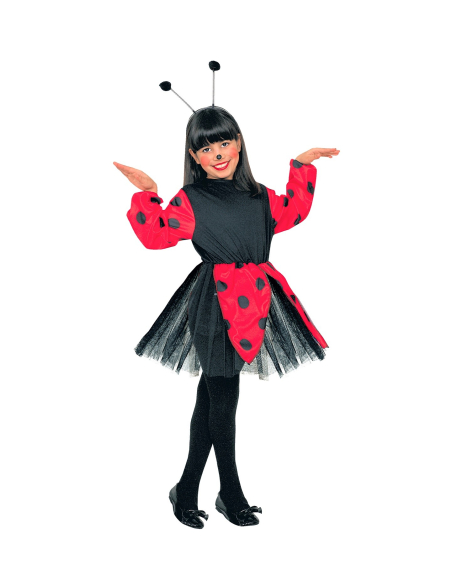 Déguisement Coccinelle fille rouge et noir (robe, antennes)