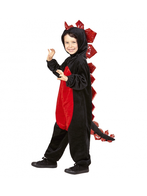 Déguisement dragon rouge et noir enfant (combinaison avec capuche)