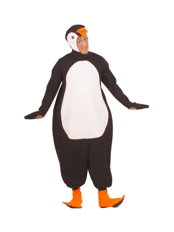 Déguisement Pingouin Noir et Blanc Adulte (combinaison, couvre-chef avec masque, pattes)