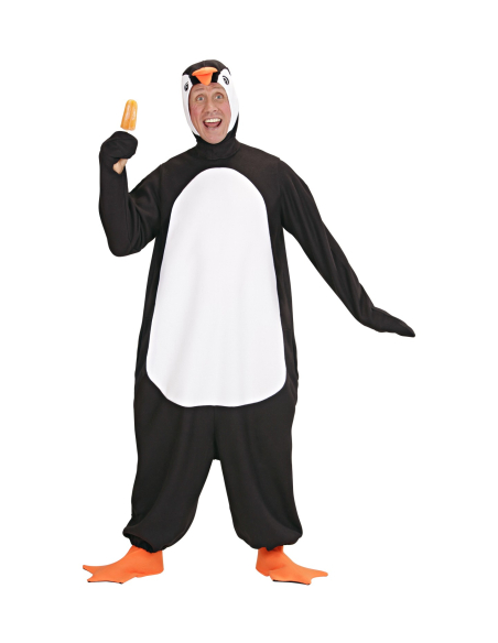 Déguisement Pingouin Noir et Blanc Adulte (combinaison, couvre-chef avec masque, pattes)