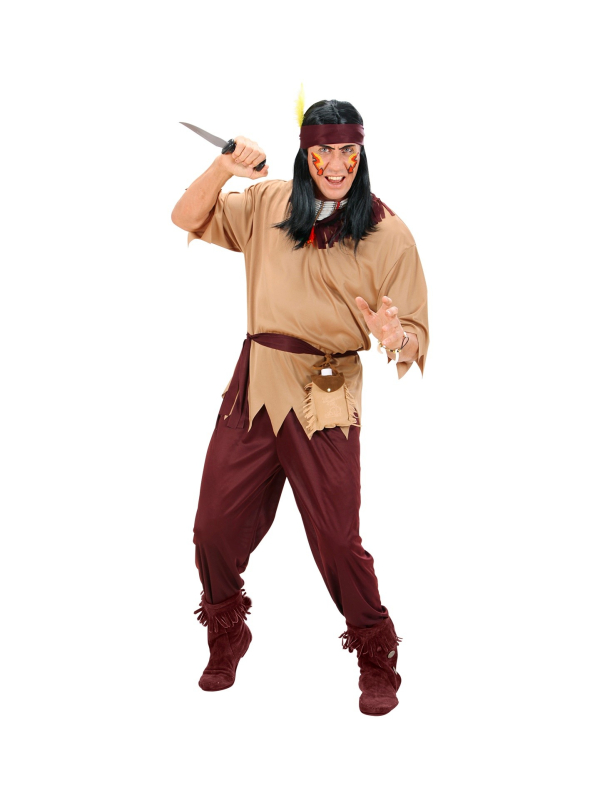 Déguisement Indien Homme (casaque, pantalon marron, ceinture, bandeau)