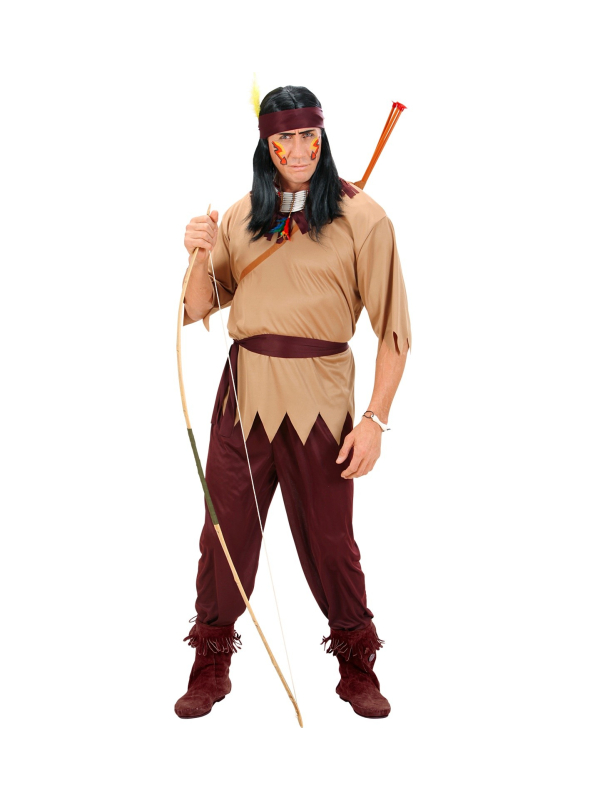 Déguisement Indien Homme (casaque, pantalon marron, ceinture, bandeau)