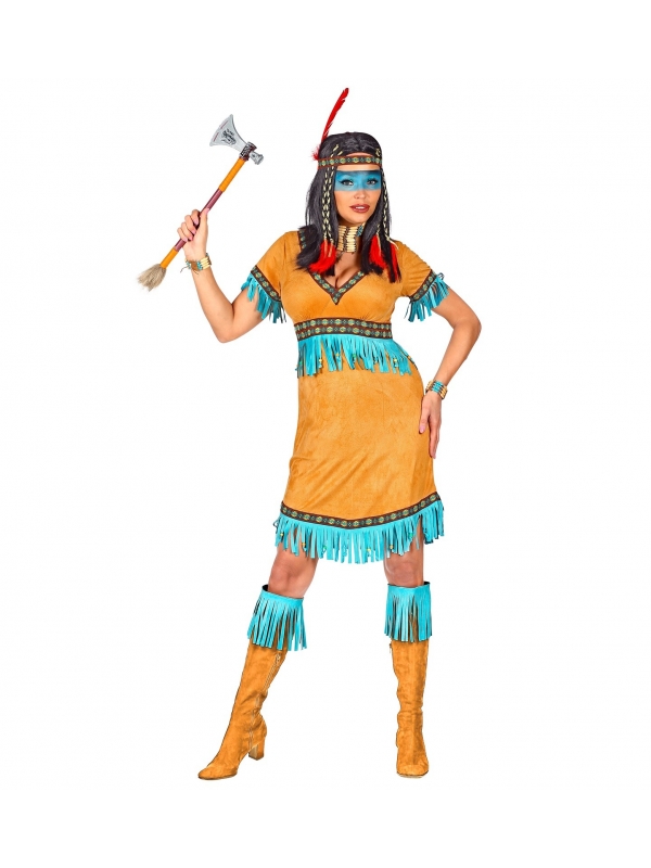 Indienne femme (robe, bandeau avec plume)