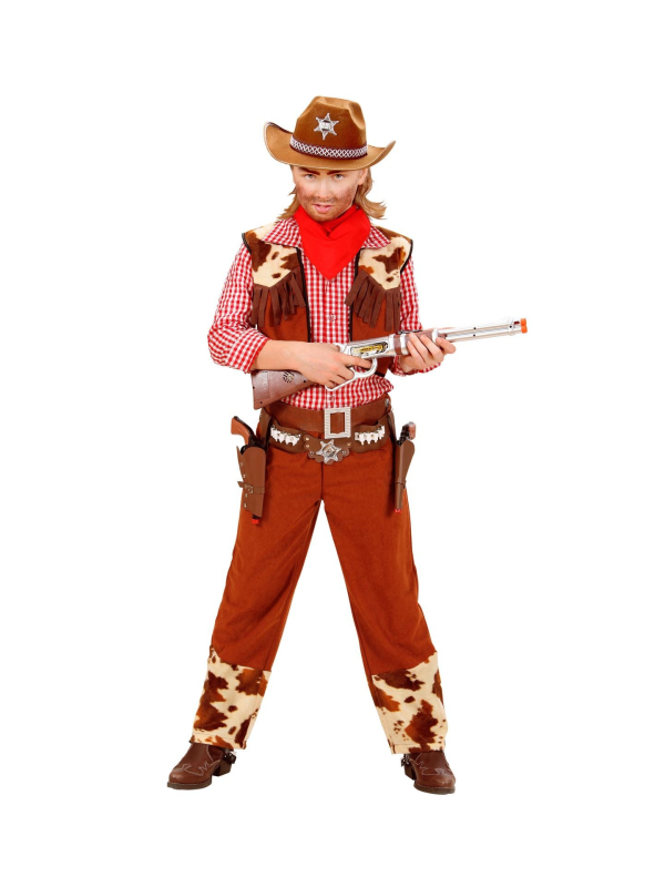 Déguisement cowboy garçon marron (chemise, veste, pantalon, ceinture, bandana)