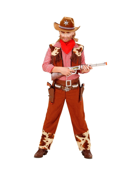 Déguisement cowboy garçon marron (chemise, veste, pantalon, ceinture, bandana)