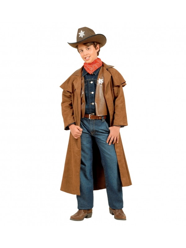 Déguisement cowboy garçon (manteau, gilet, étoile de shérif, bandana)