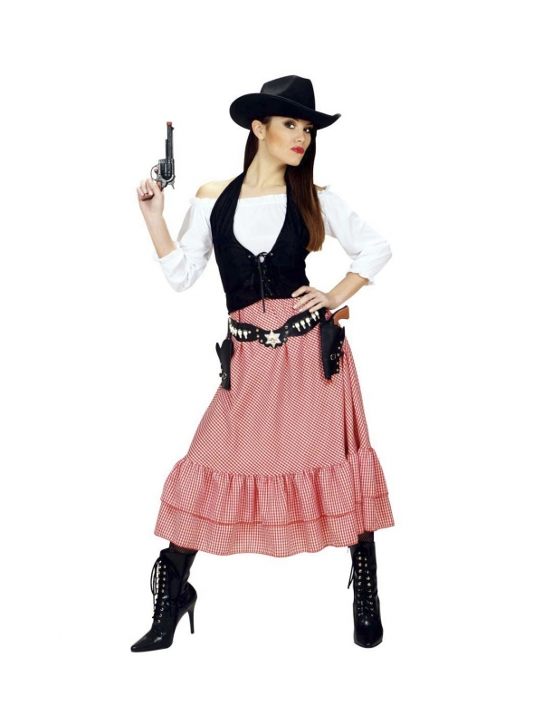 Déguisement western femme (chemise, corset, jupe)