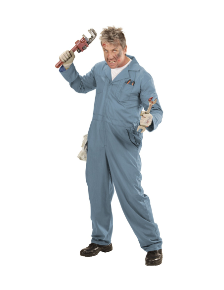 Déguisement combinaison bleue adulte – Tueur Halloween ou métier (mécano, plombier, soudeur)