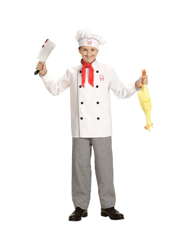 Déguisement chef cuisinier enfant (veste, pantalon, toque)