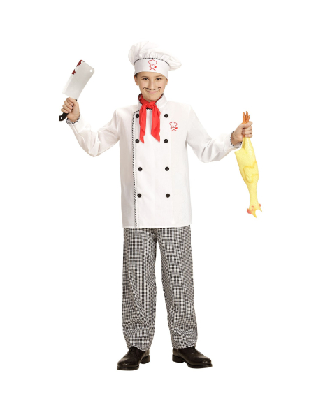 Déguisement chef cuisinier enfant (veste, pantalon, toque)