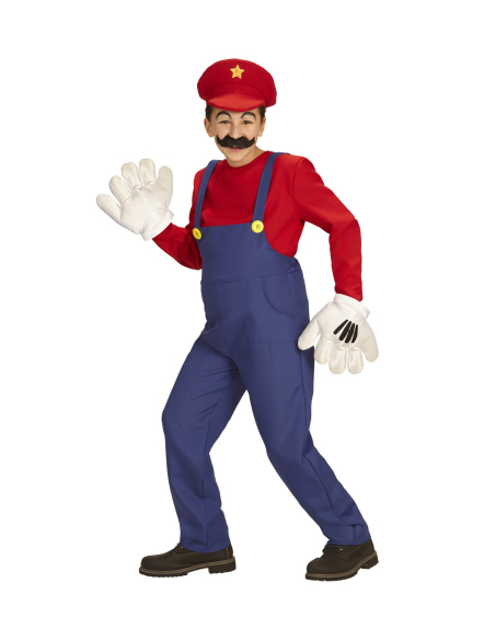 Déguisement Super Plombier Homme (combinaison, chemise, chapeau)