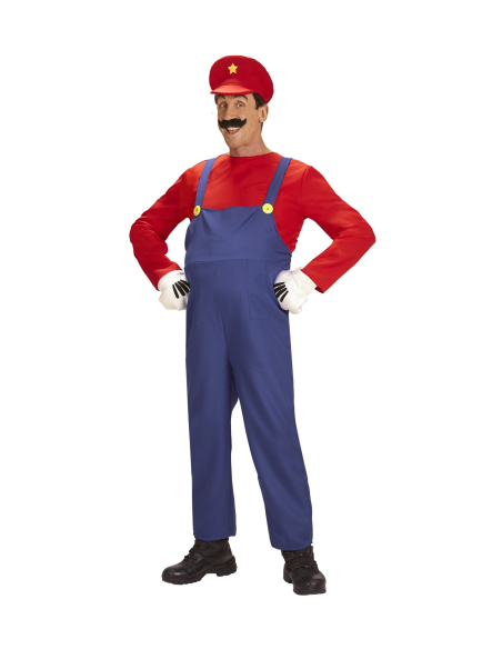 Déguisement Super Plombier Homme (combinaison, chemise, chapeau)