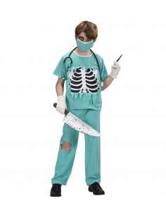 Déguisement chirurgien tueur (chemise avec buste avec os, pantalon, masque)