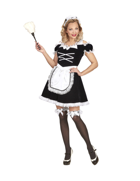 Déguisement femme de chambre sexy noir et blanc (robe avec tablier, coiffe)