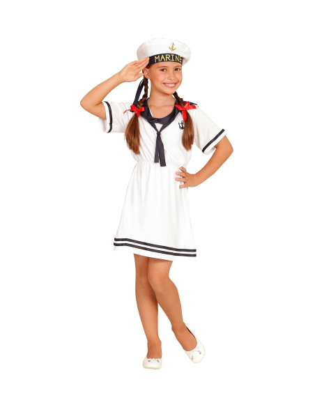 Déguisement Marin fille blanc (robe, calot)