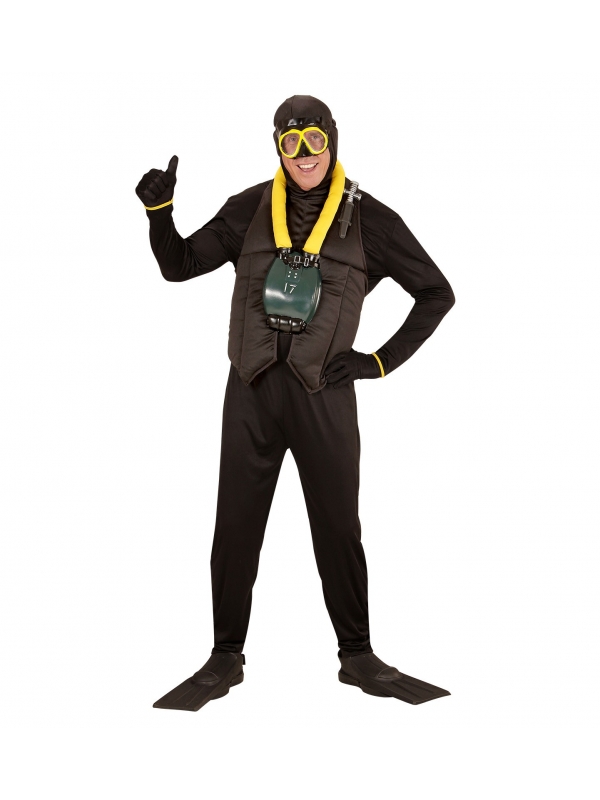 Déguisement Plongeur des Océans Homme (combinaison à capuche,bouteille de plongée, ailettes, masque)
