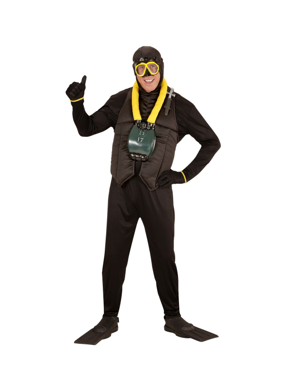 Déguisement Plongeur des Océans Homme (combinaison à capuche,bouteille de plongée, ailettes, masque)