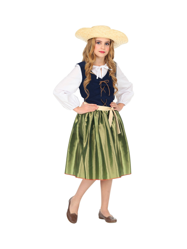 Déguisement Renaissance fillette vert et noir (robe, ceinture)