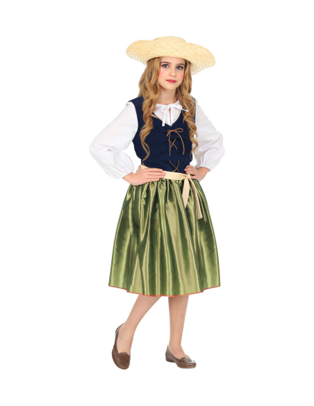 Déguisement Renaissance fillette vert et noir (robe, ceinture)