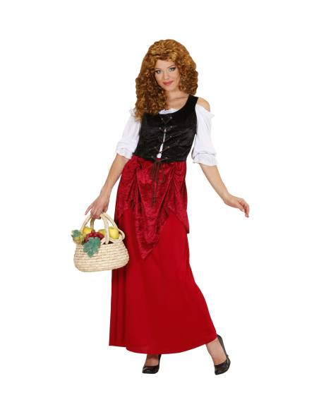 Déguisement femme aubergiste rouge et noir (robe)